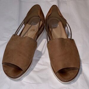 Eileen Fisher Tan Peep-Toe Sandals